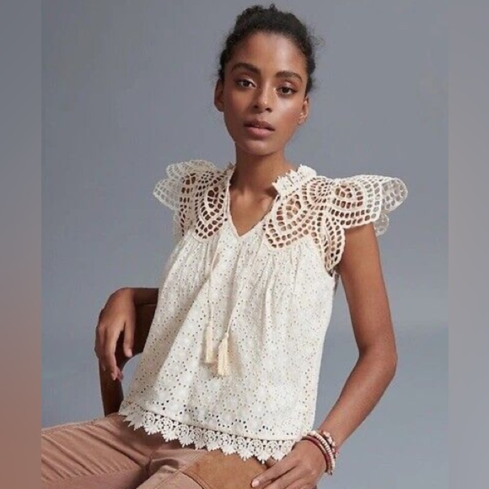Blue Tassel Lace Top